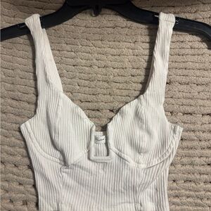 White Ribbed Women's Top